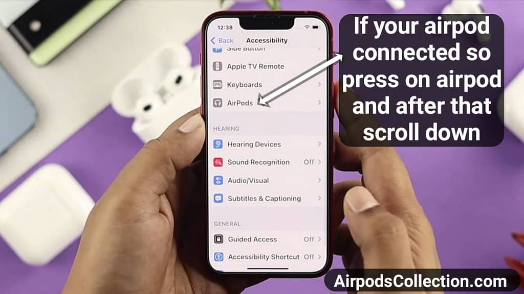 Step-3 How to balance Airpods voice - Select your Airpods 