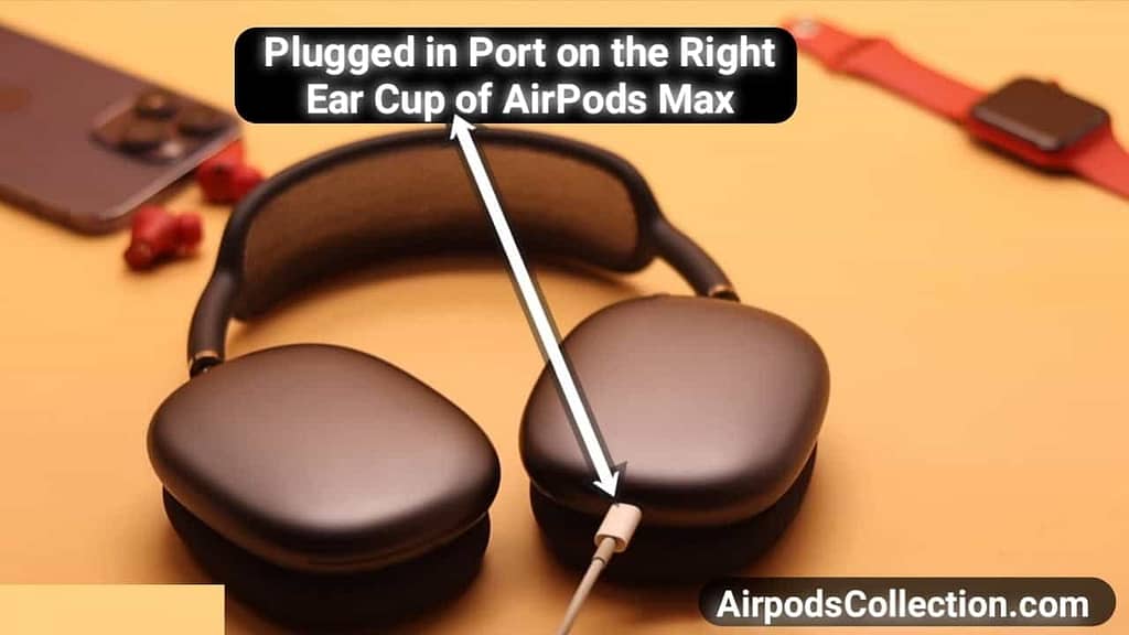 Plugged in Port on the Right Ear Cup of Airpods Max 